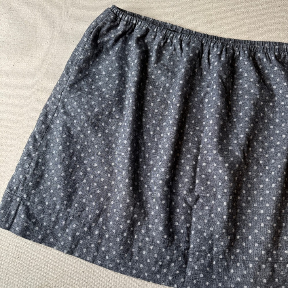 LOFT Womens XL Grey Polka Dot Cotton Mini Skirt Elastic Waist Pockets Lined Soft